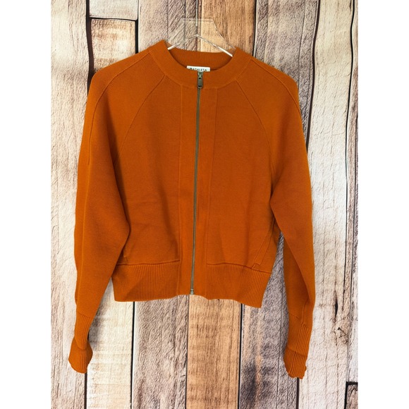 Athleta Sweaters - Athleta Sequoia Cardigan Cropped Full Zip Burnt Orange Minimalist Fall Small